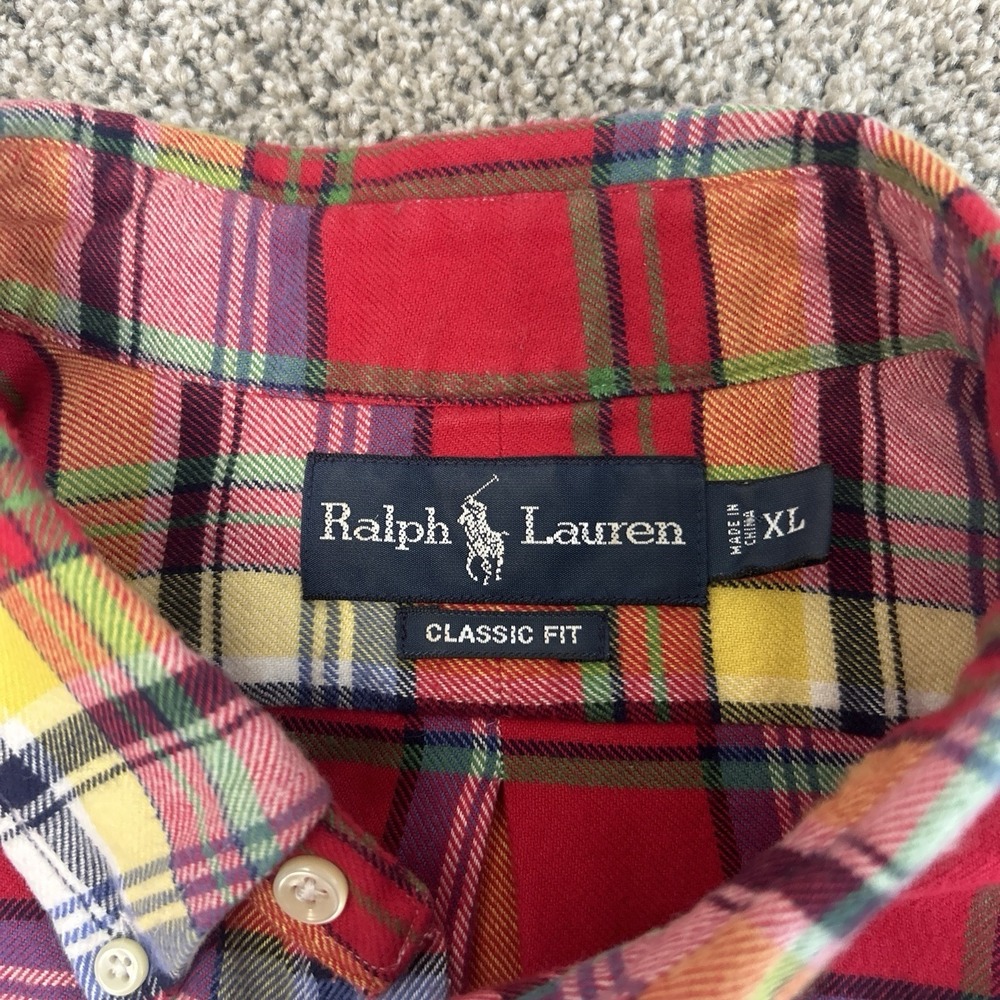 Vintage Men's XL Classic Fit Ralph Lauren Flannel Check Shirt Multicolor - Picture 3 of 12